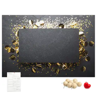 Bilder-Korktafel mit Goldkonfetti-Motiv