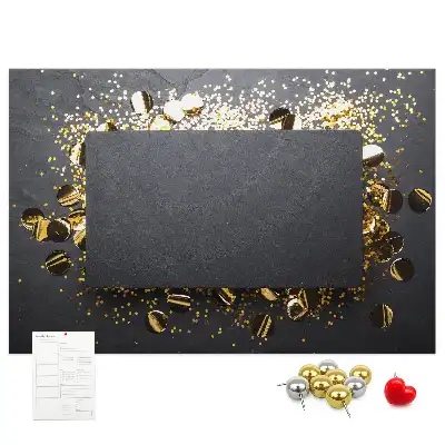Bilder-Korktafel mit Goldkonfetti-Motiv