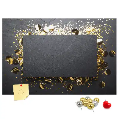 Bilder-Korktafel mit Goldkonfetti-Motiv