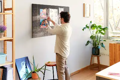 Bilder-Korktafel Weltkarte auf Holz