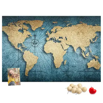 Bilder-Korktafel Globus mit Tiefeneffekt