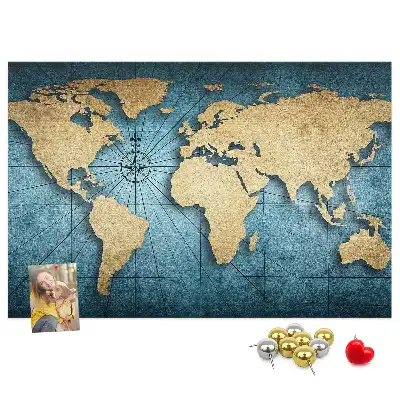 Bilder-Korktafel Globus mit Tiefeneffekt