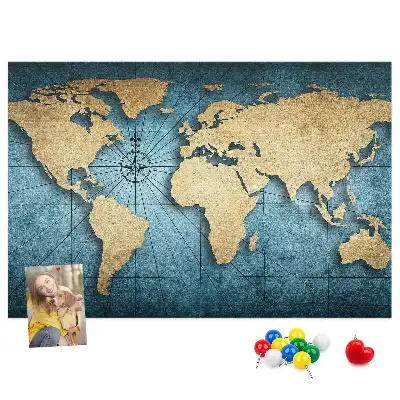 Bilder-Korktafel Globus mit Tiefeneffekt