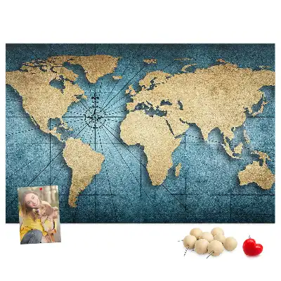Bilder-Korktafel Globus mit Tiefeneffekt