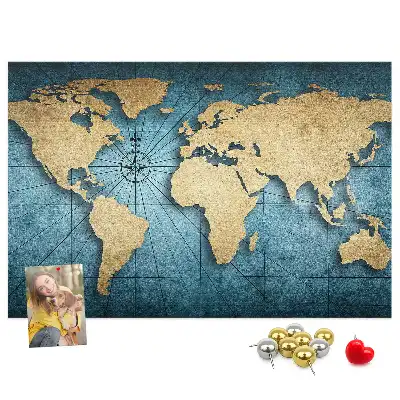 Bilder-Korktafel Globus mit Tiefeneffekt