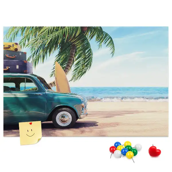 Bedruckte Korkplatte mit Urlaubsstrand-Motiv