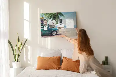 Bedruckte Korkplatte mit Urlaubsstrand-Motiv