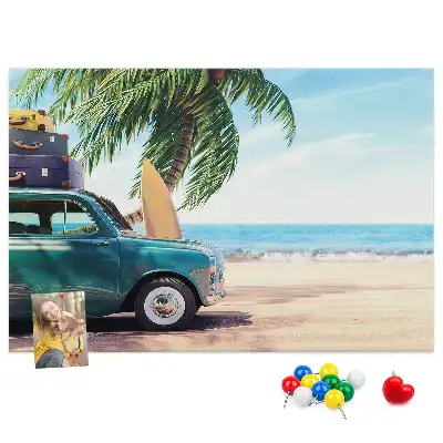 Bedruckte Korkplatte mit Urlaubsstrand-Motiv