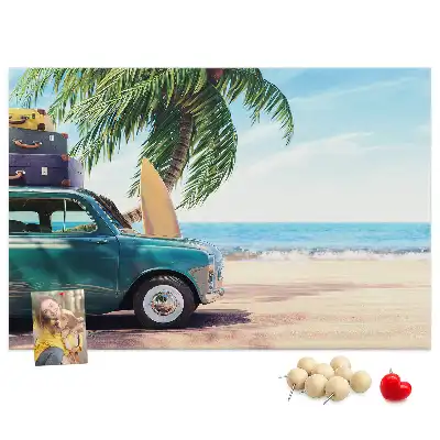 Bedruckte Korkplatte mit Urlaubsstrand-Motiv