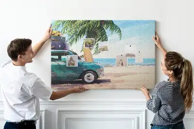 Bedruckte Korkplatte mit Urlaubsstrand-Motiv