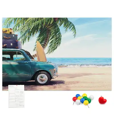 Bedruckte Korkplatte mit Urlaubsstrand-Motiv
