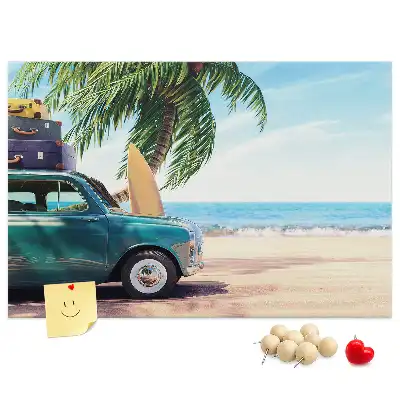 Bedruckte Korkplatte mit Urlaubsstrand-Motiv