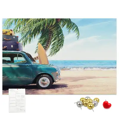 Bedruckte Korkplatte mit Urlaubsstrand-Motiv