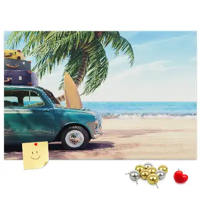 Bedruckte Korkplatte mit Urlaubsstrand-Motiv