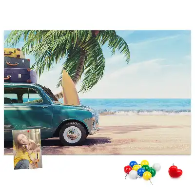 Bedruckte Korkplatte mit Urlaubsstrand-Motiv