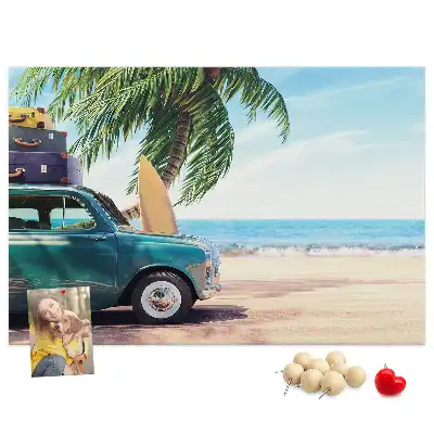 Bedruckte Korkplatte mit Urlaubsstrand-Motiv