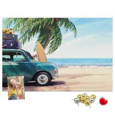 Bedruckte Korkplatte mit Urlaubsstrand-Motiv