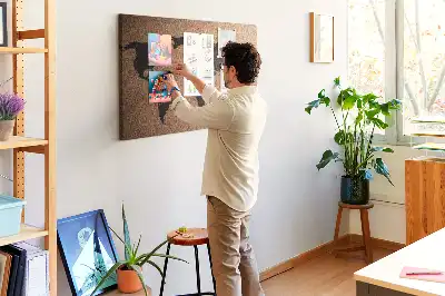 Bedruckte Korkpinnwand mit minimalistischem Kontinent-Umriss