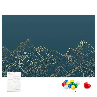 Kork-Pinnwand im Bergskizzen-Design