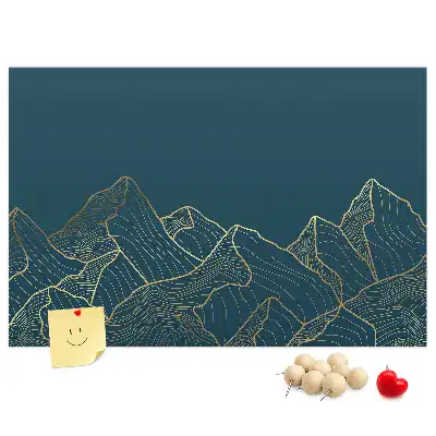 Kork-Pinnwand im Bergskizzen-Design