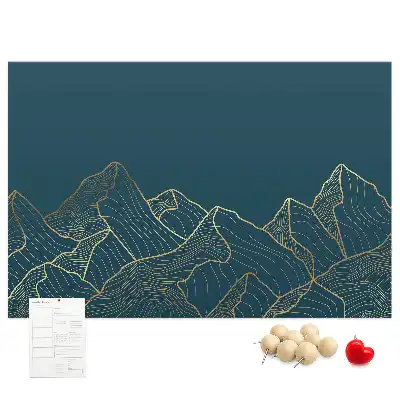 Kork-Pinnwand im Bergskizzen-Design