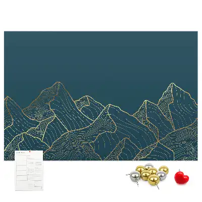 Kork-Pinnwand im Bergskizzen-Design