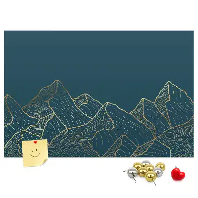 Kork-Pinnwand im Bergskizzen-Design