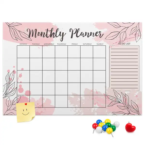 Bilder-Korktafel Rosa Monatsplaner