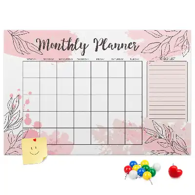 Bilder-Korktafel Rosa Monatsplaner