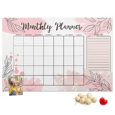 Bilder-Korktafel Rosa Monatsplaner