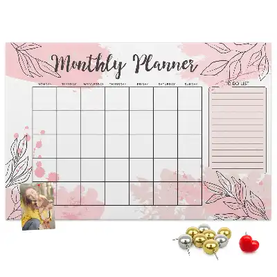 Bilder-Korktafel Rosa Monatsplaner