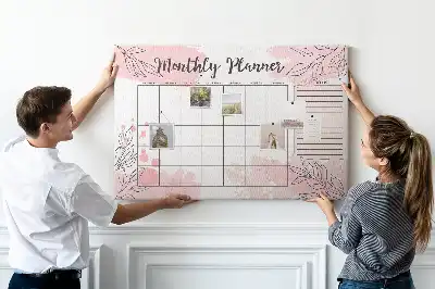 Bilder-Korktafel Rosa Monatsplaner