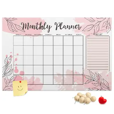 Bilder-Korktafel Rosa Monatsplaner