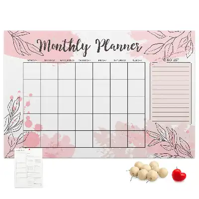 Bilder-Korktafel Rosa Monatsplaner