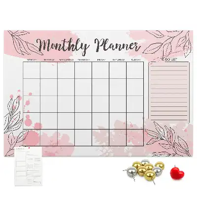 Bilder-Korktafel Rosa Monatsplaner