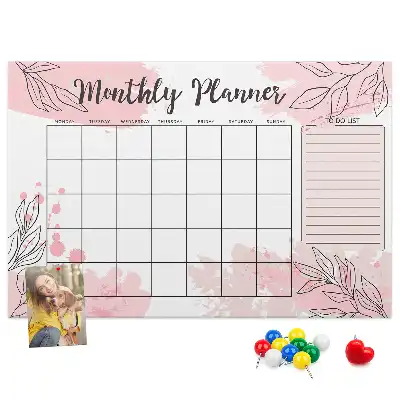 Bilder-Korktafel Rosa Monatsplaner