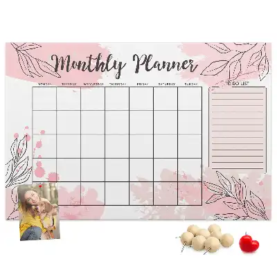 Bilder-Korktafel Rosa Monatsplaner