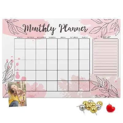 Bilder-Korktafel Rosa Monatsplaner