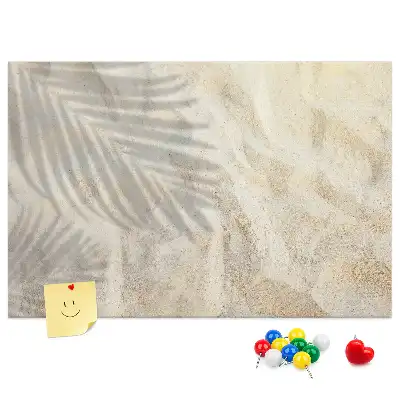 Bedruckte Korkplatte Palmenschatten Sand