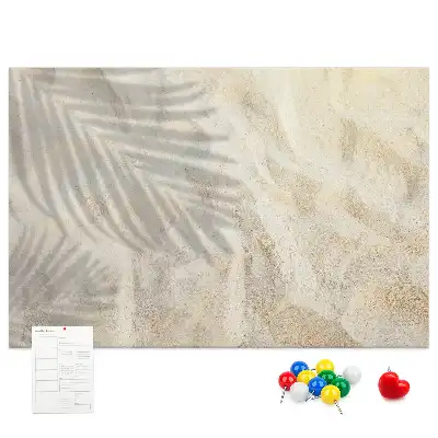 Bedruckte Korkplatte Palmenschatten Sand