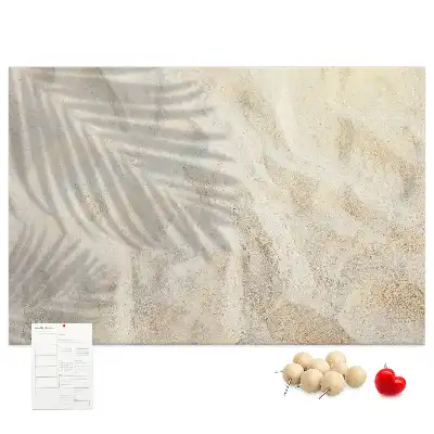 Bedruckte Korkplatte Palmenschatten Sand