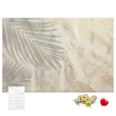 Bedruckte Korkplatte Palmenschatten Sand