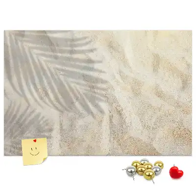Bedruckte Korkplatte Palmenschatten Sand