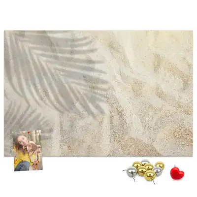 Bedruckte Korkplatte Palmenschatten Sand