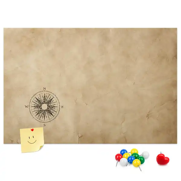 Korktafel mit Kompass-Motiv auf Leinwand