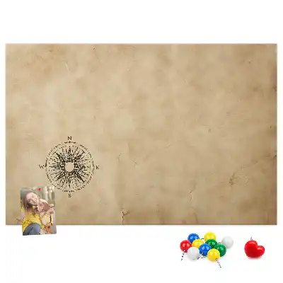Korktafel mit Kompass-Motiv auf Leinwand