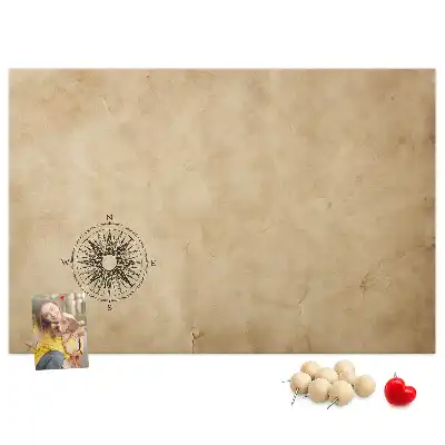 Korktafel mit Kompass-Motiv auf Leinwand