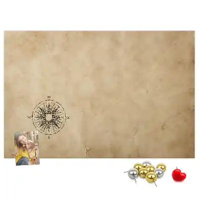 Korktafel mit Kompass-Motiv auf Leinwand