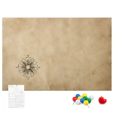 Korktafel mit Kompass-Motiv auf Leinwand