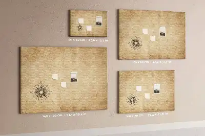 Korktafel mit Kompass-Motiv auf Leinwand